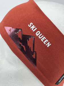 Stirnband orangetöne mit dem Schriftzug: Ski Queen, "Erwachsene"
