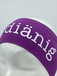 Stirnband Violetttöne, Lillatöne mit dem Schriftzug: diänig, "Erwachsene"