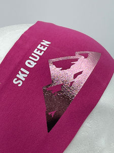 Stirnband rottöne mit dem Schriftzug: Ski Queen, "Erwachsene"